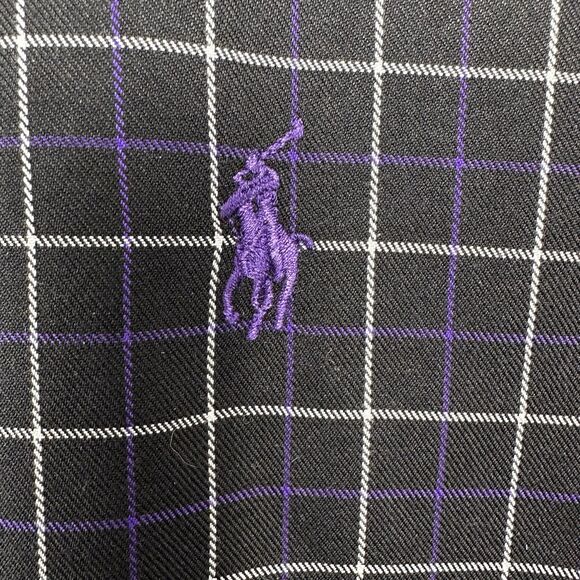 Polo Ralph Lauren Plaid Button Down Shirt Long Sleeve Mens Size L Black Purple - Picture 5 of 8